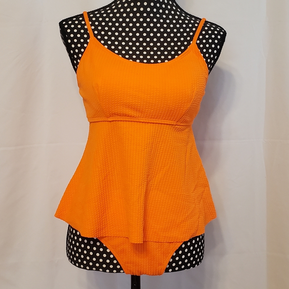 Shein Swimsuit Two-piece Neon Orange Adjustable Straps